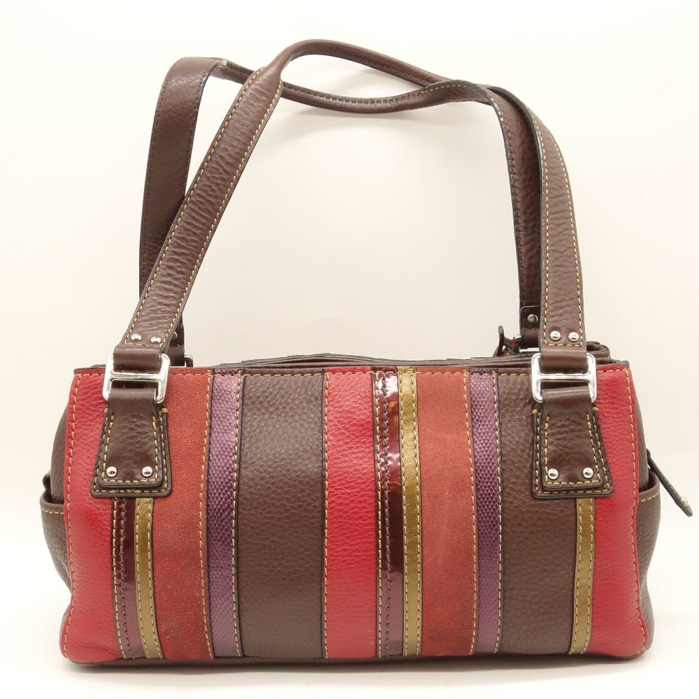 Fossil Multi Color Striped Leather Shoulder Bag - image 3